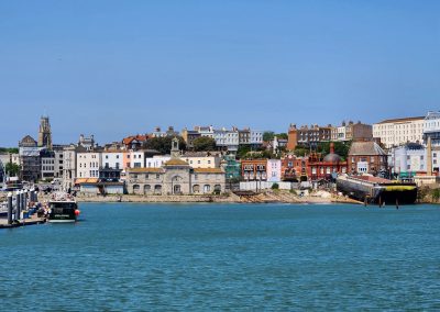 View looking back at Ramsgate from out on the pier walk.